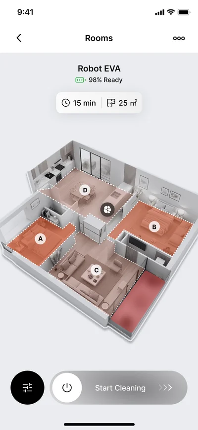 DAVUT app, room map