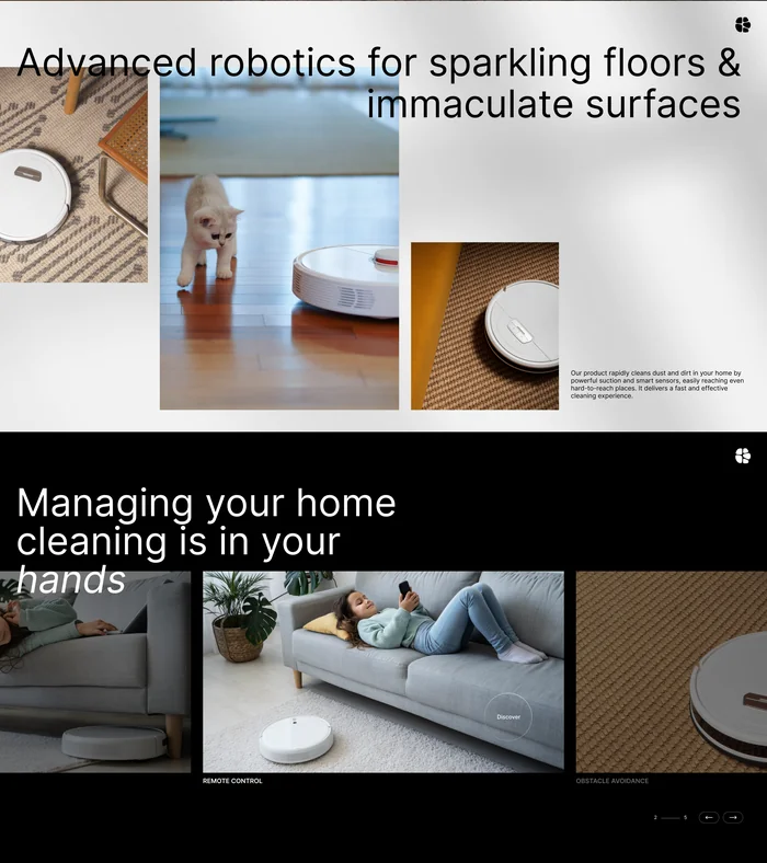DAVUT website, product features and home control sections