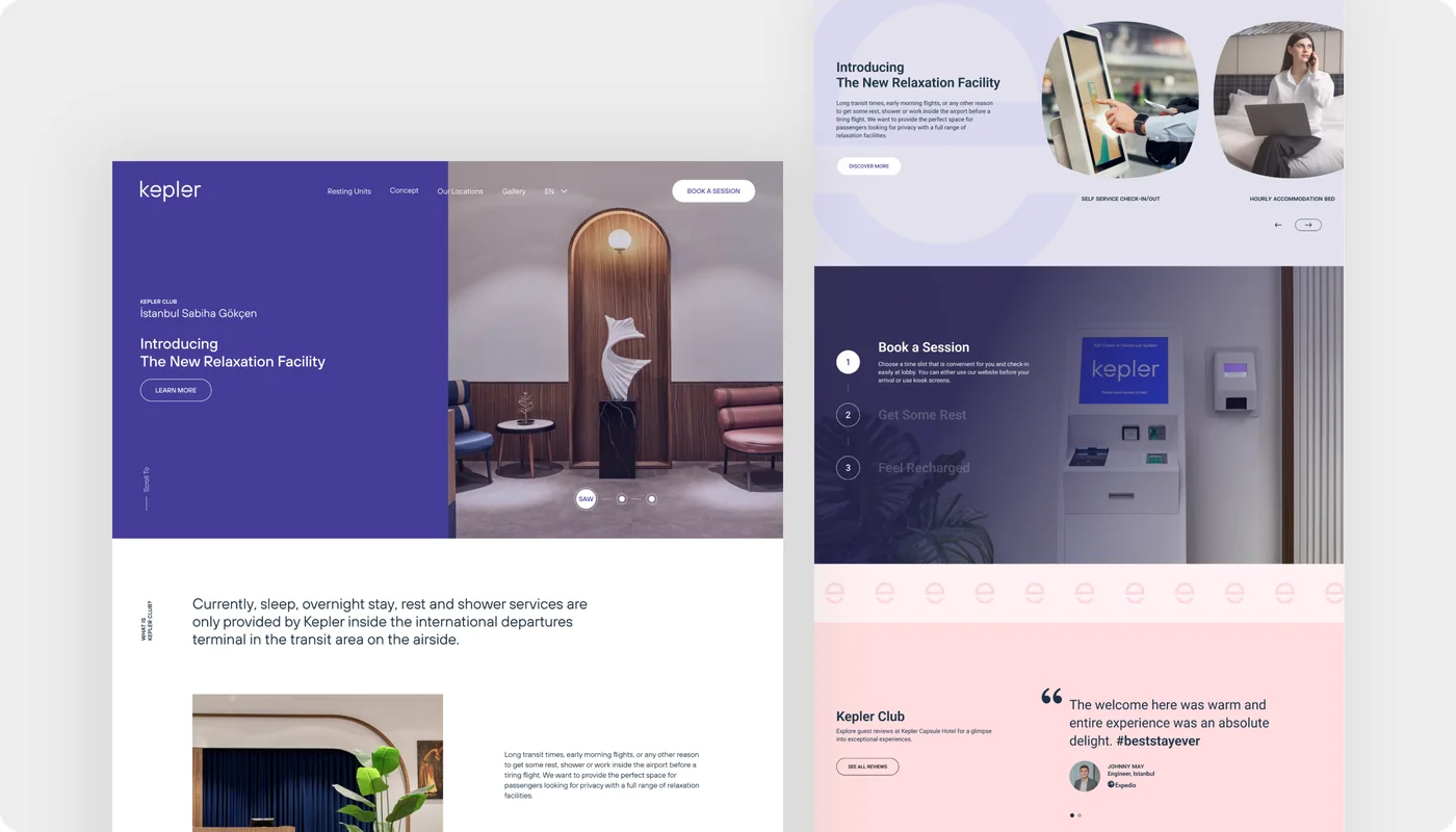 Kepler website, The New Relaxation Facility on desktop and mobile